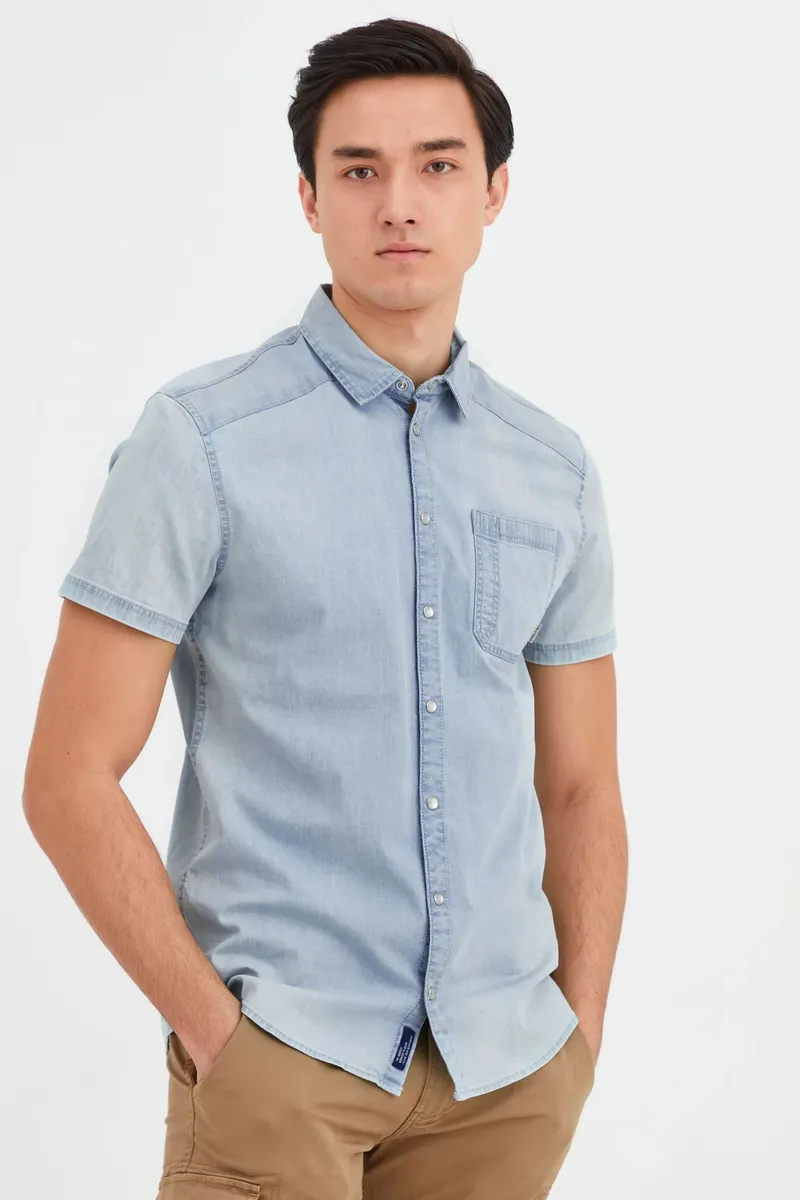 

Рубашка с короткими рукавами из смеси "BLEND BHShirt", голубой