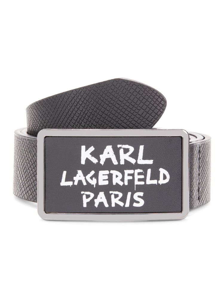 Кожаный ремень с логотипом Karl Lagerfeld Paris, черный