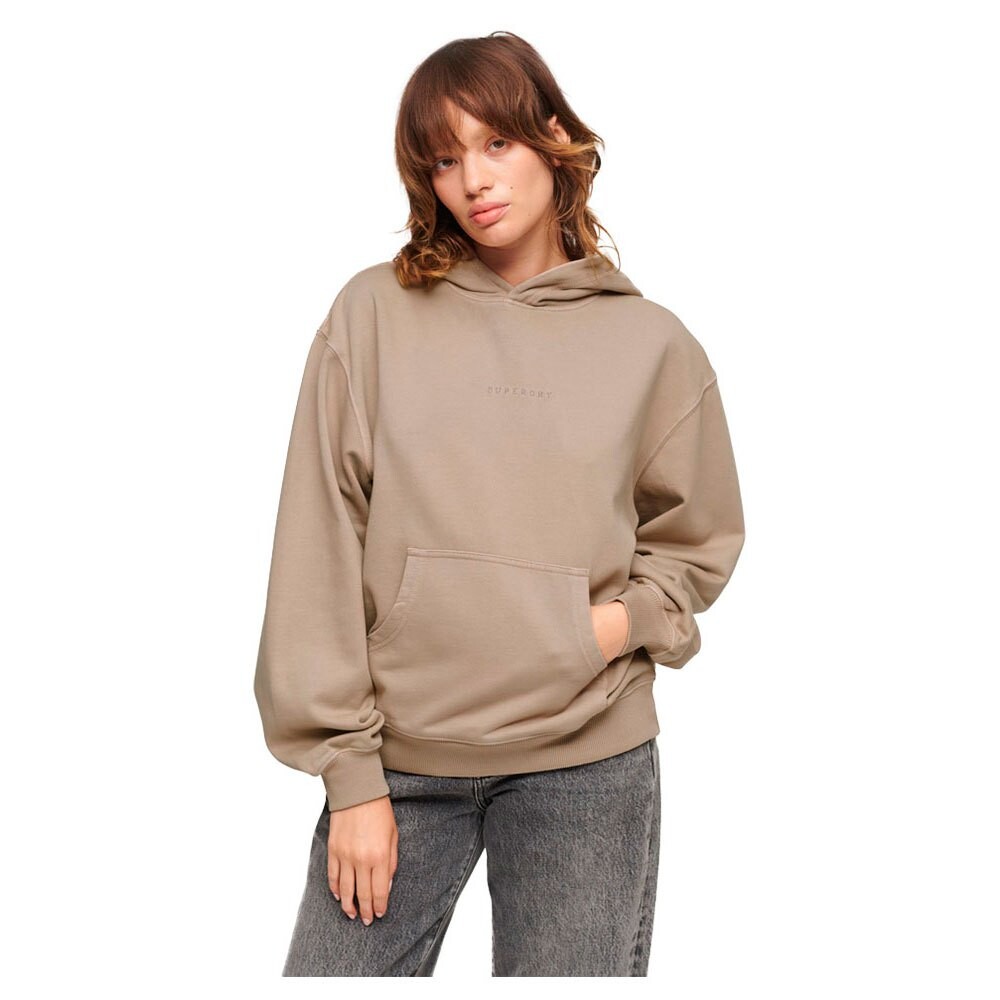 

Худи Superdry Micro Logo Embroidered Loose, бежевый