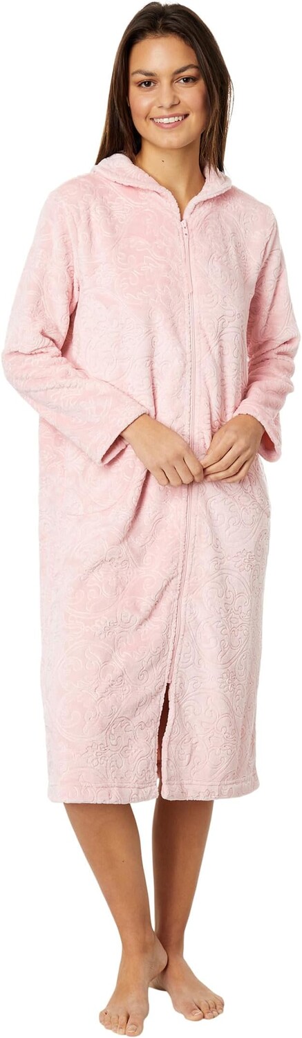 

Халат Petite Long Sleeve 47" Shawl Collar Zip Robe Karen Neuburger, розовый