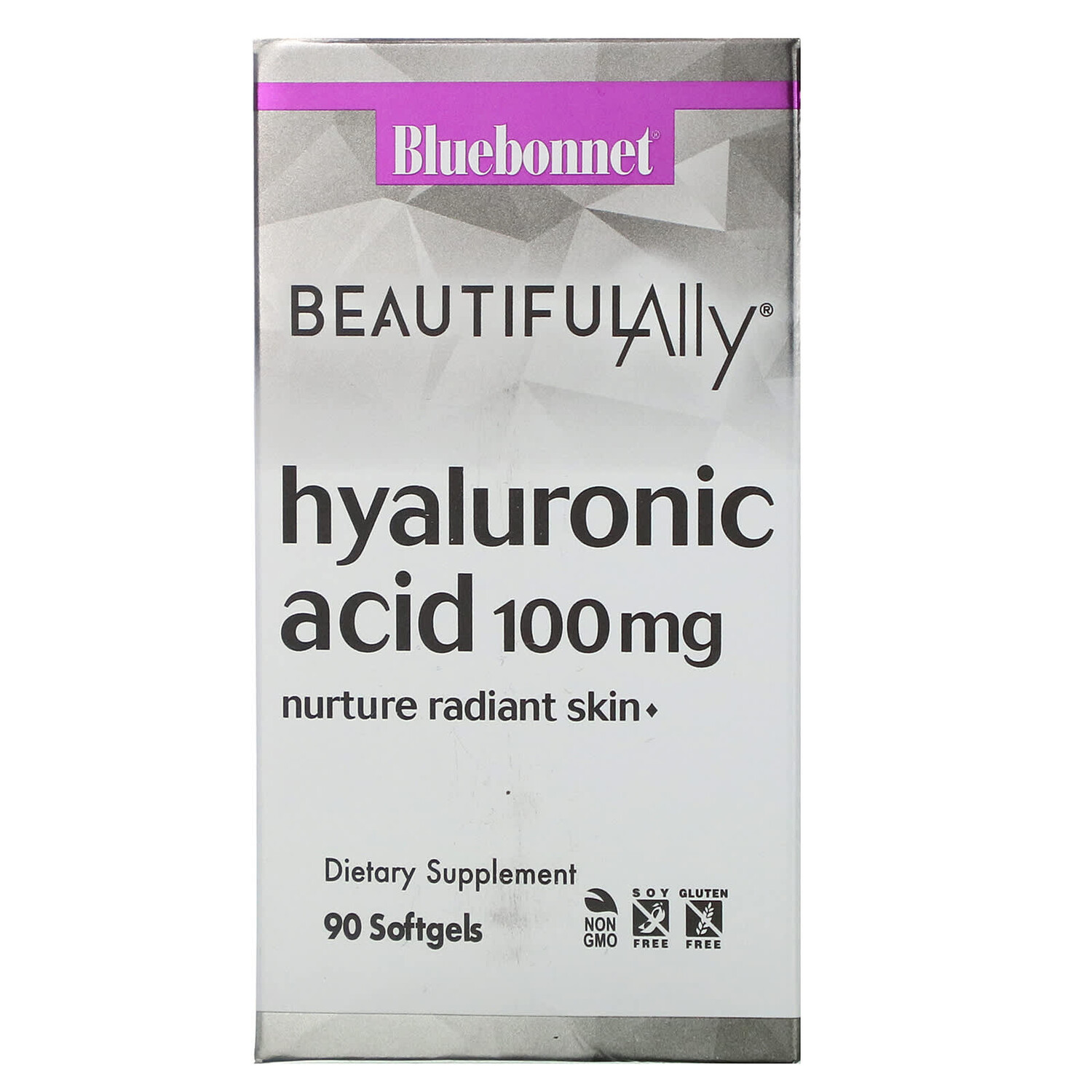 

Beautiful Ally, гиалуроновая кислота, 100 мг, 90 мягких таблеток, Bluebonnet Nutrition