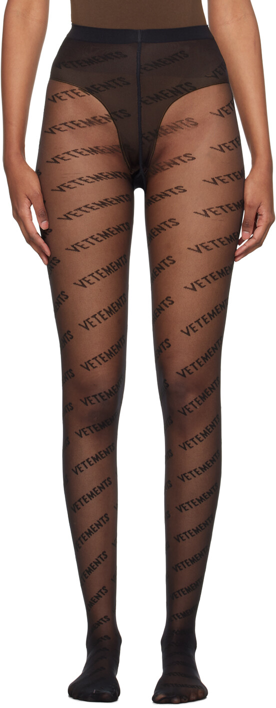 

Черные колготки с монограммой Wolford Edition VETEMENTS, Черный