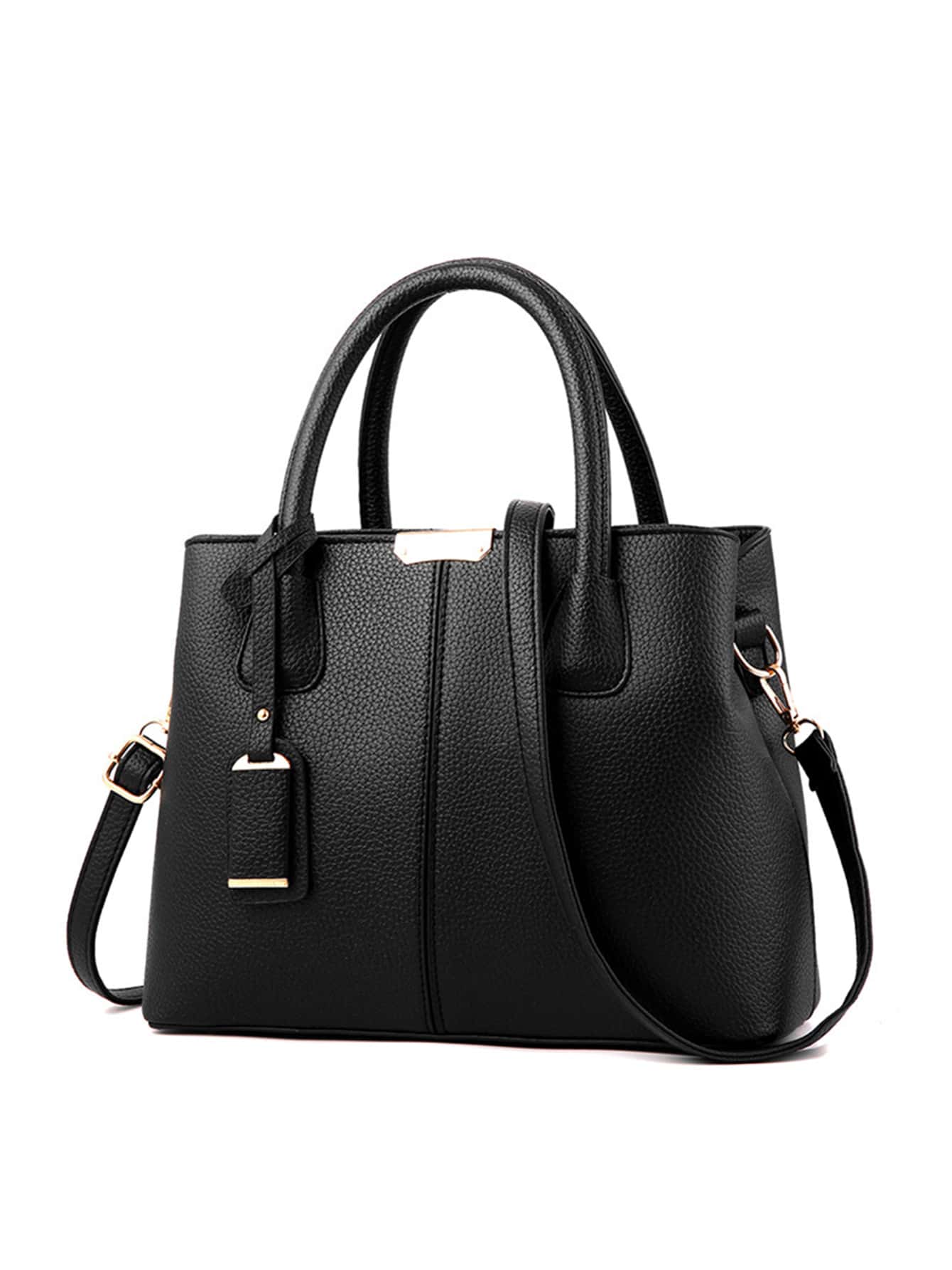 цена 2023 Новая модная женская сумка с узором личи с плечевым ремнем, черный