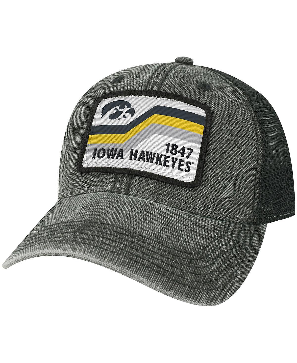 Мужская черная кепка Iowa Hawkeyes Sun & Bars Dashboard Trucker Snapback Legacy Athletic