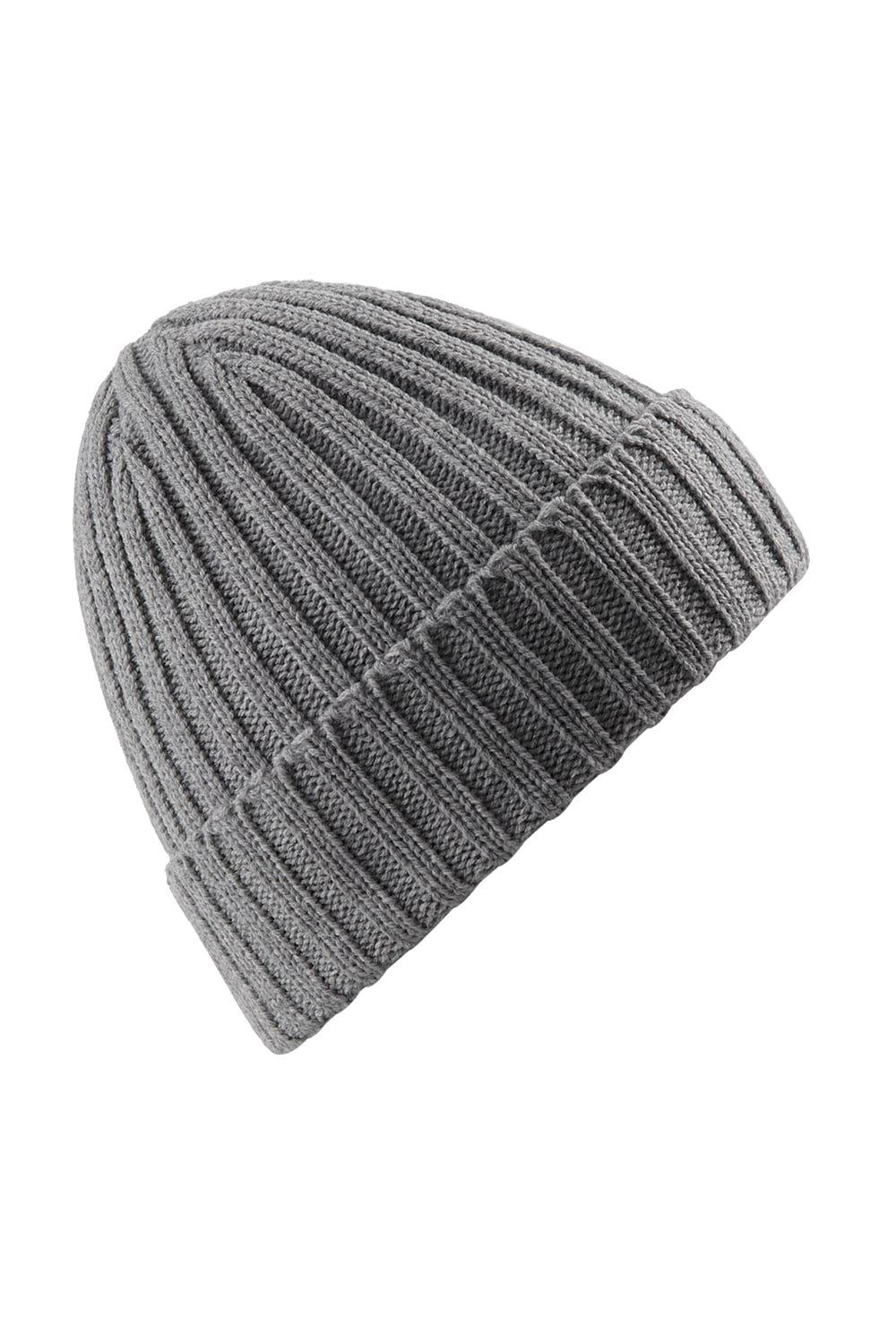 цена Массивная зимняя шапка-бини в рубчик Beechfield, серый