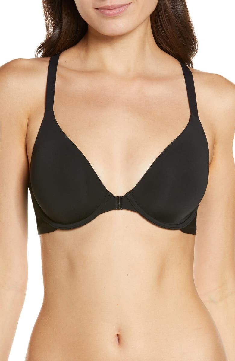 

Бюстгальтер-футболка Smooth Comfort с закрытым вырезом спереди на косточках NATORI, черный