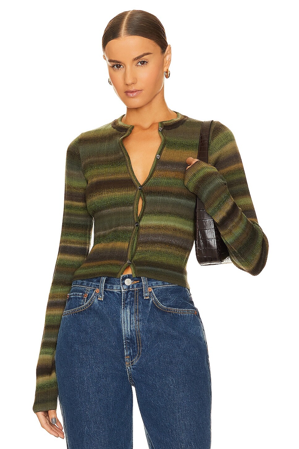

Кардиган RE/DONE Button Front, цвет Green Space Dye