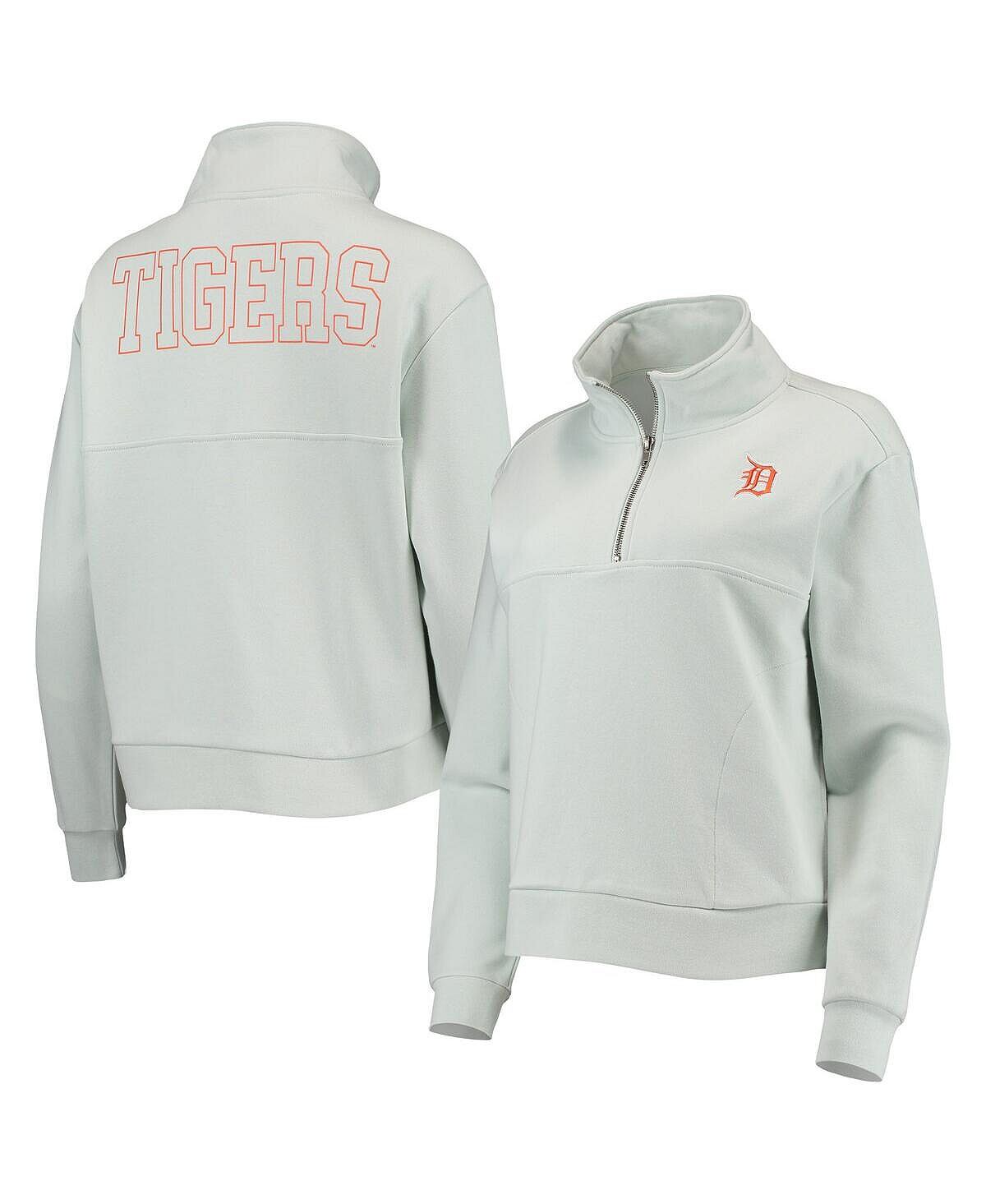 

Женский голубой пуловер с молнией до четверти с двумя ударами Detroit Tigers The Wild Collective, Синий