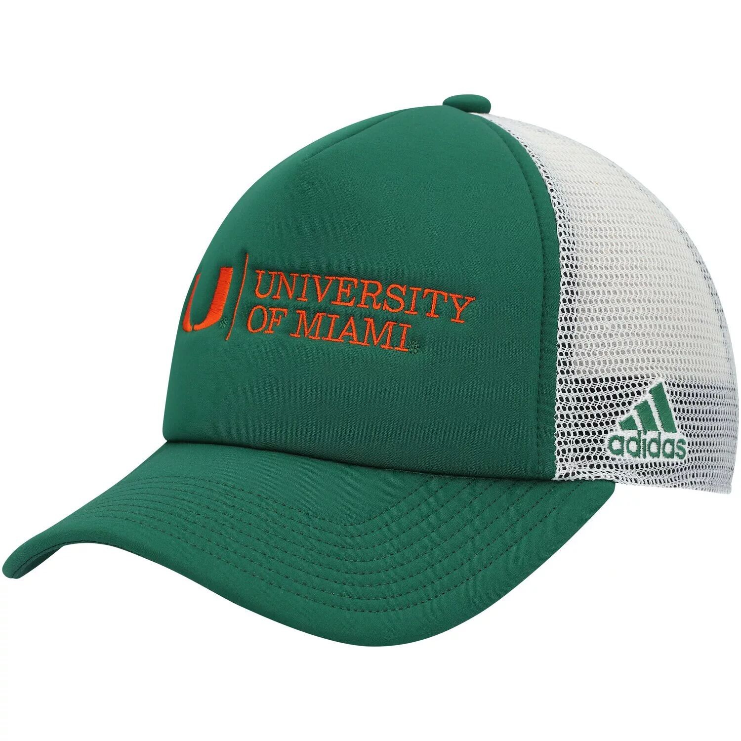 

Мужская кепка adidas Green/White Miami Hurricanes Foam Trucker Snapback
