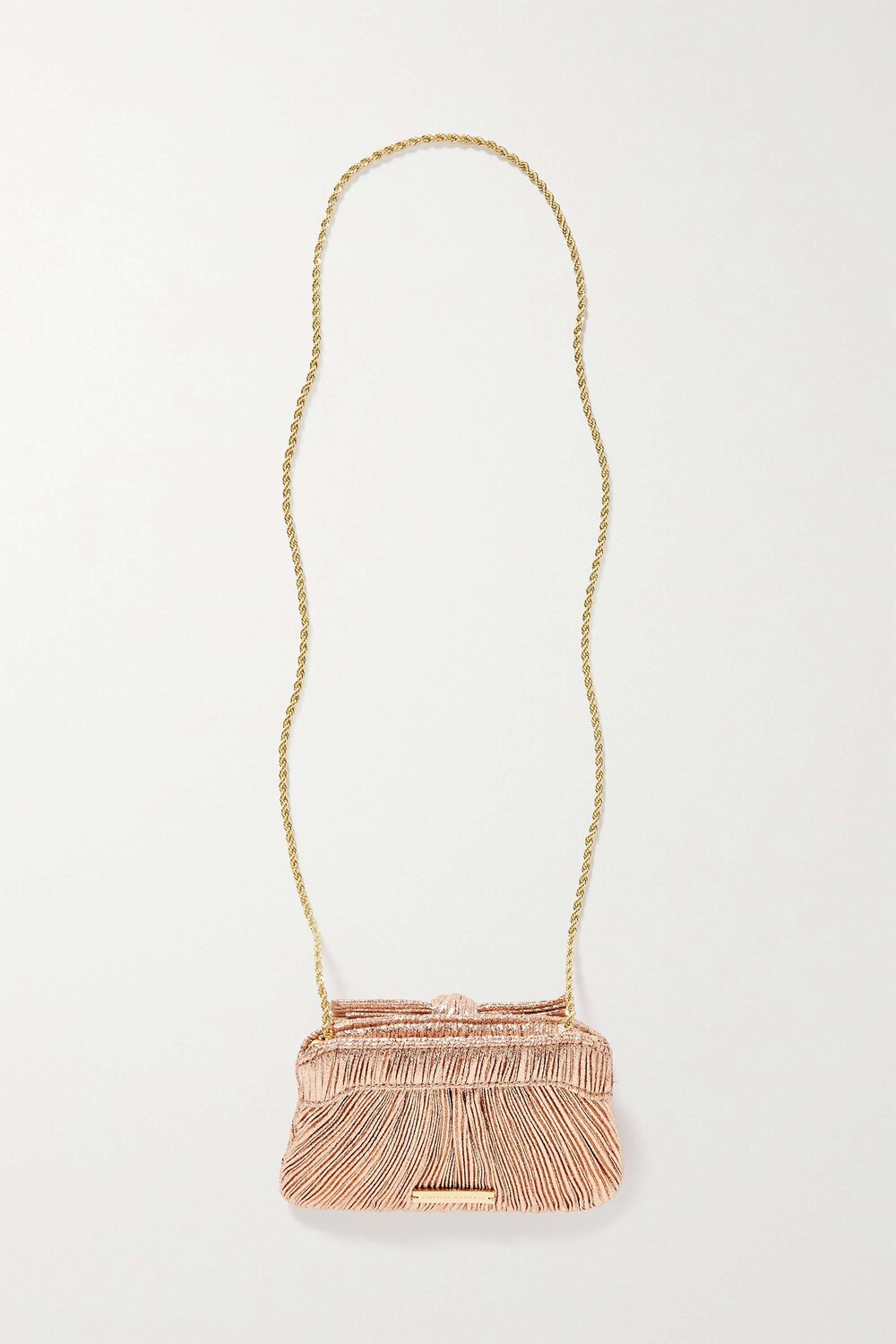 

LOEFFLER RANDALL клатч Rochelle из плиссе и ламе с бантом, светло-красный
