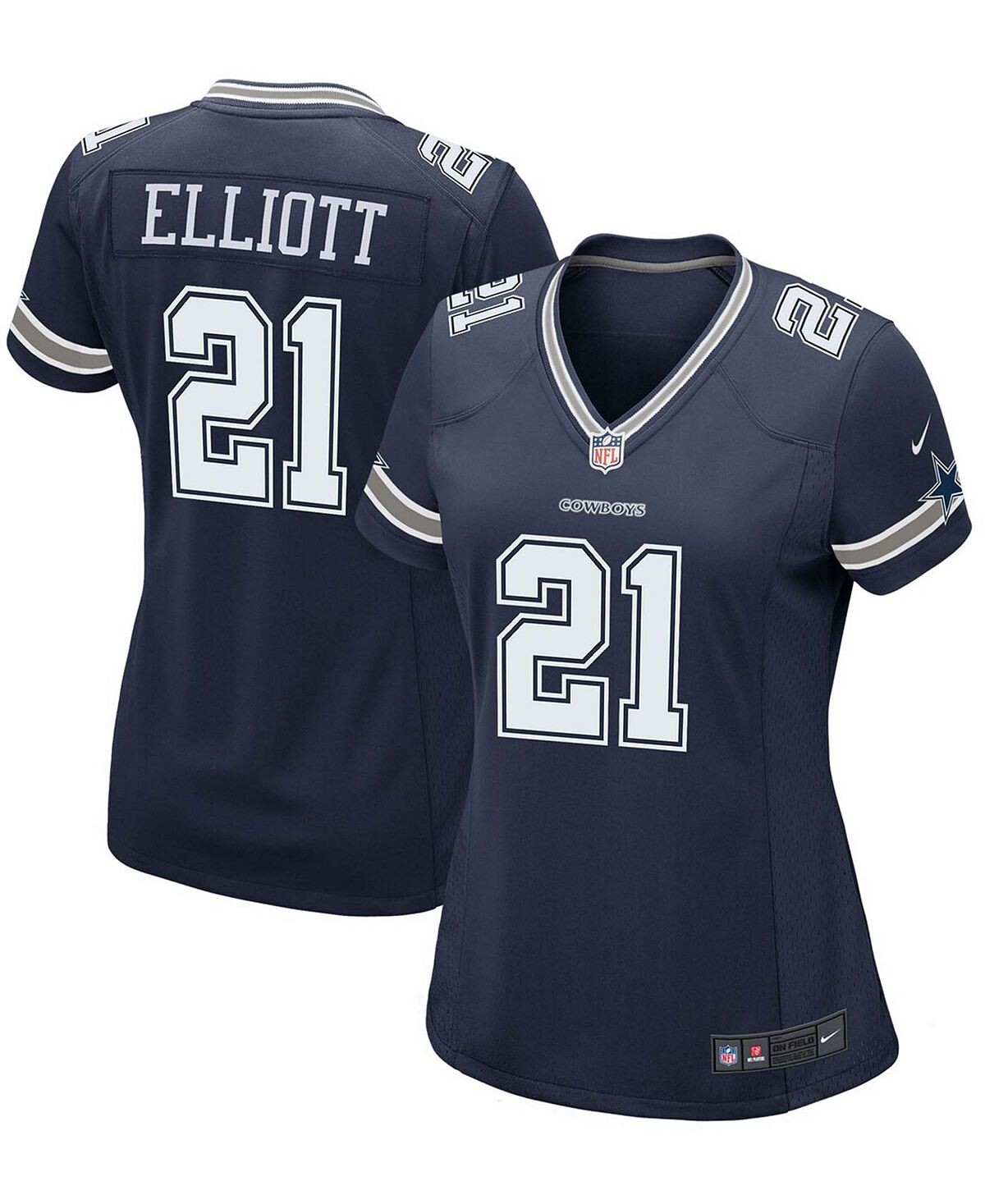 

Женская футболка Ezekiel Elliott Navy Dallas Cowboys Game Team Nike, темно-синий