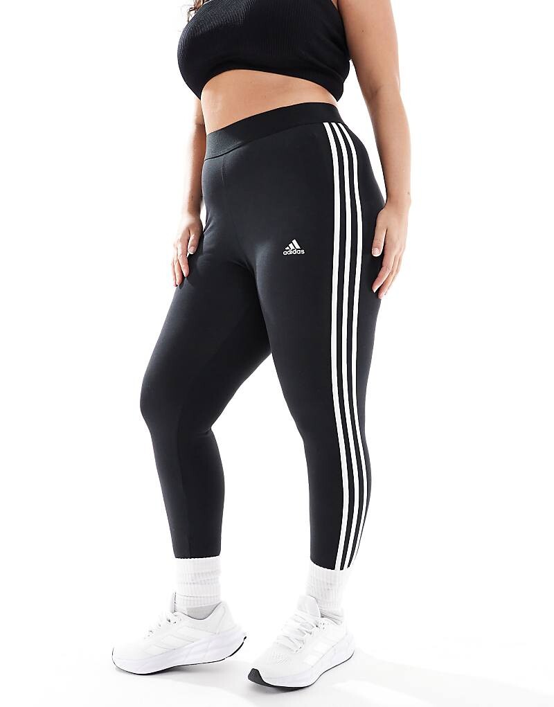 

adidas Sportswear Plus – Essential – черные леггинсы с тремя полосками