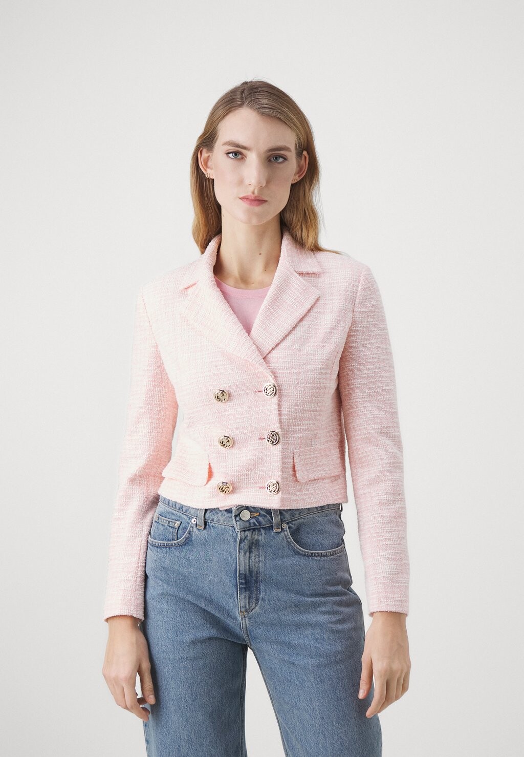 

Блейзер Giacca Cropped LIU JO, цвет petalo/white butter