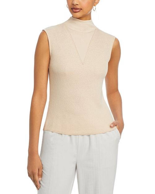 

Мягкая трикотажная майка в рубчик Misook, цвет Tan/Beige