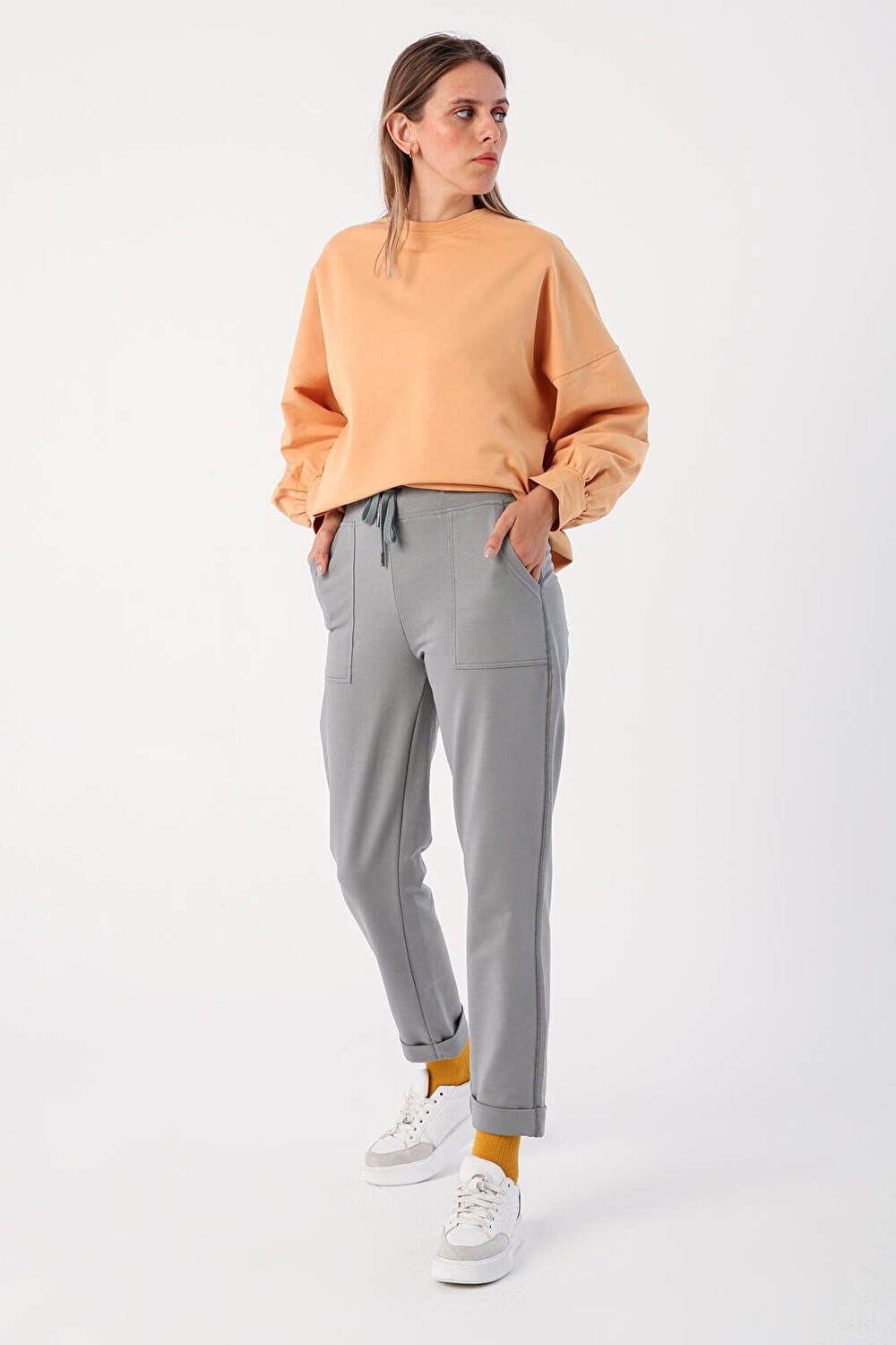

Gray01 Удобные эластичные трикотажные брюки с двойными штанинами ALL DAY