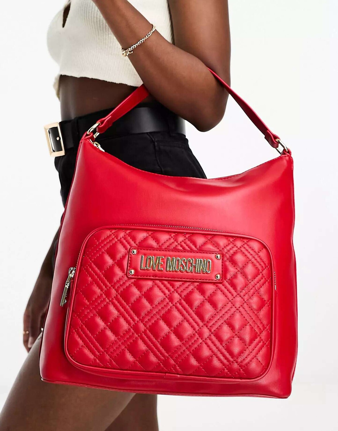 

Красная сумка-тоут с напуском Love Moschino