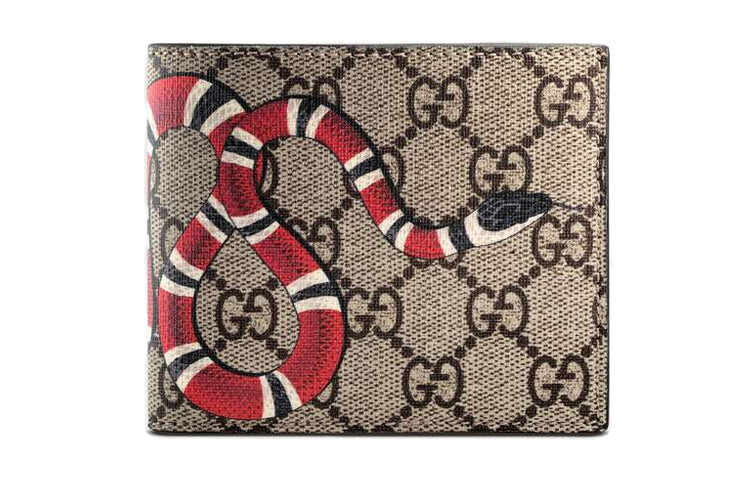 

Бумажник Gucci Bifold GG Supreme Kingsnake 8 слотов для карт, коричневый / красный / белый