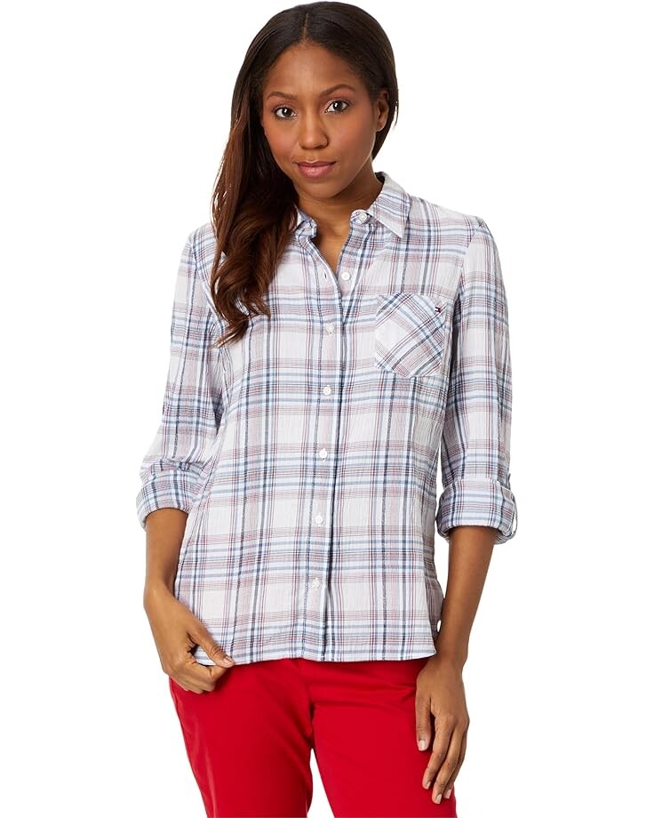 

Рубашка Tommy Hilfiger Plaid Roll Tab, синий мульти