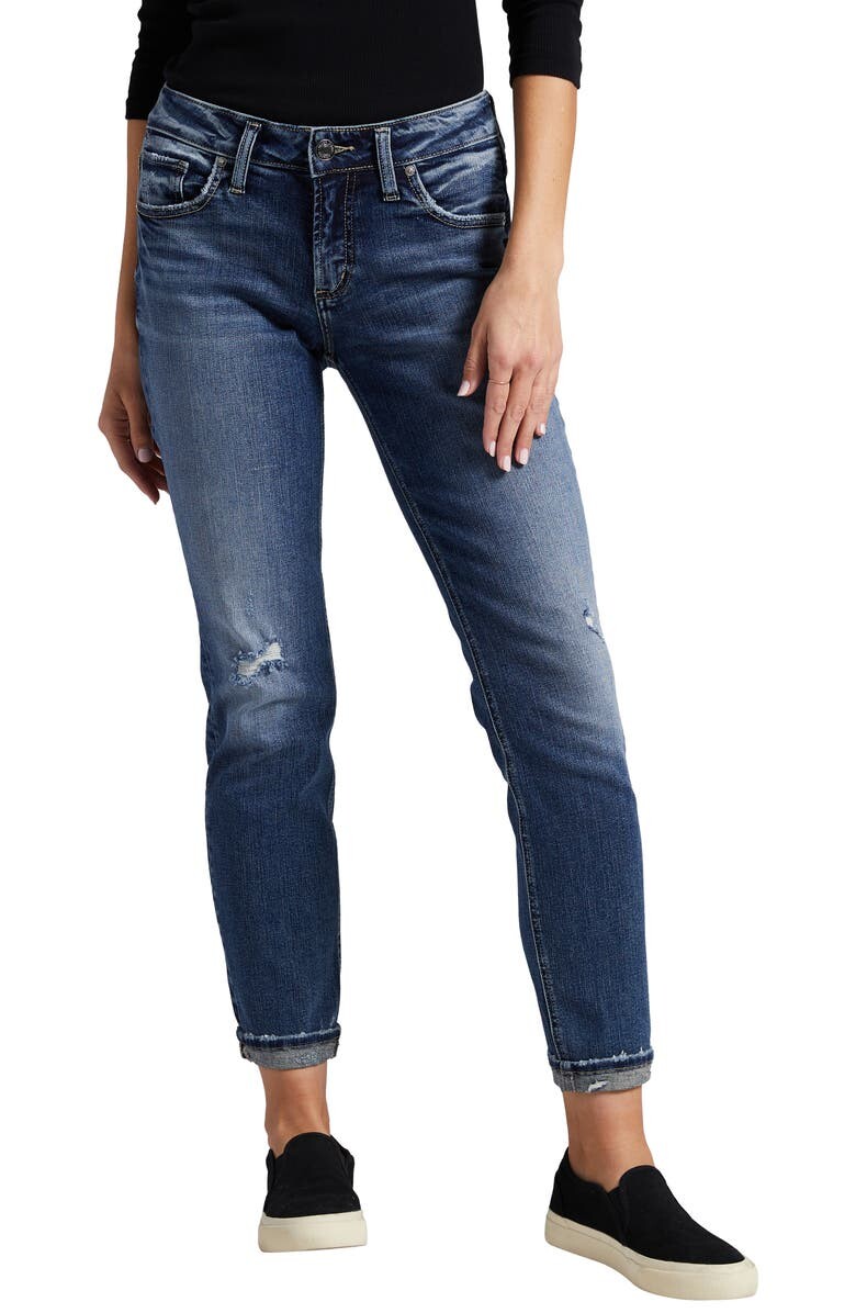 

Джинсы-бойфренды скинни с эффектом потертости SILVER JEANS CO.