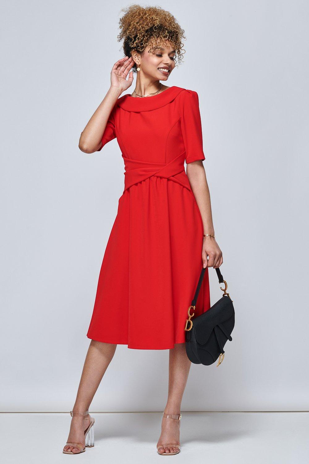 Платье Beckie с складным вырезом Jolie Moi, красный