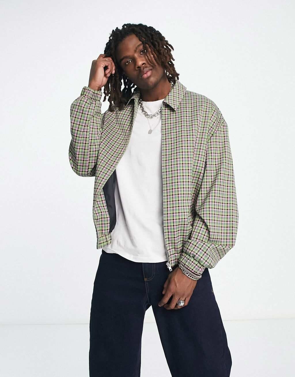 

Куртка Харрингтон в клетку оверсайз ASOS DESIGN