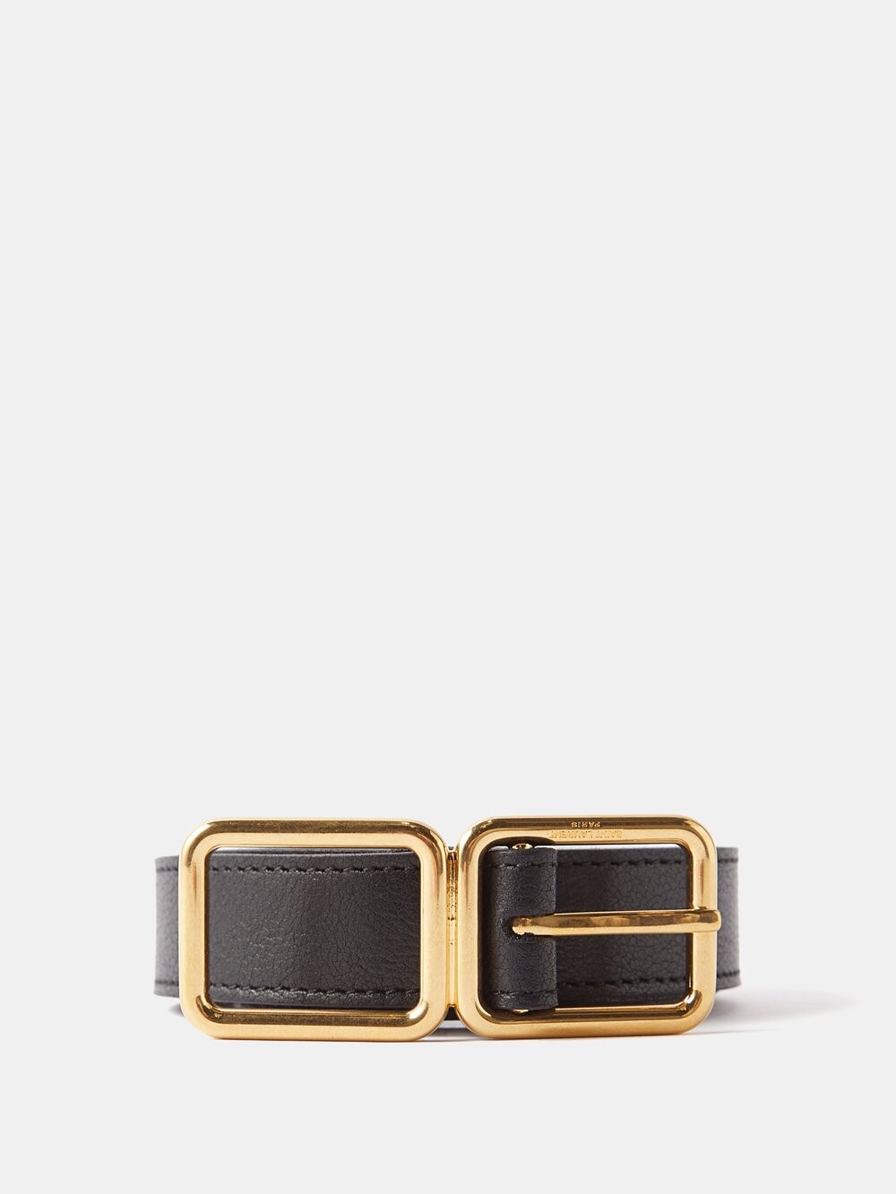 

Кожаный ремень с двойной пряжкой Saint Laurent, черный