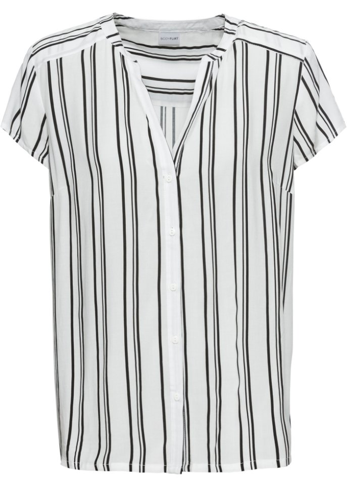 Блузка с короткими рукавами Bodyflirt, белый синяя блузка в мелкую клетку с v образным вырезом и пуговицами спереди the frolic