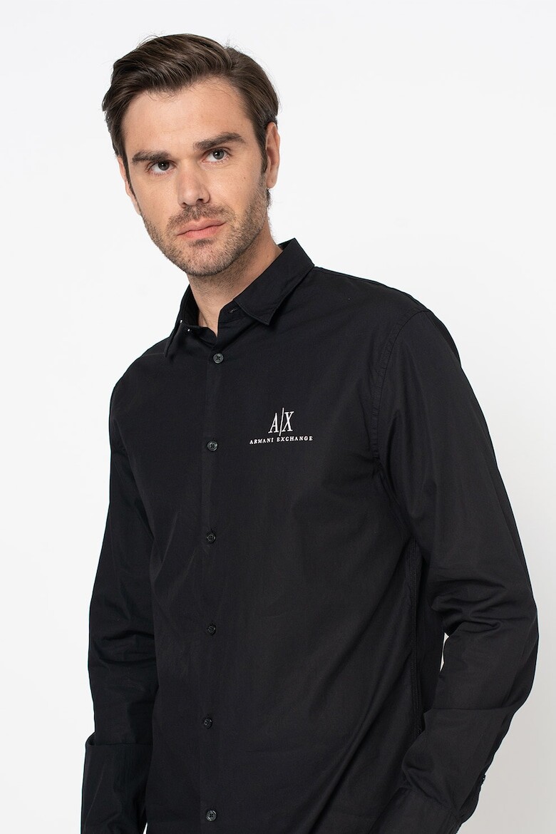 

Рубашка с вышитым логотипом Armani Exchange, черный