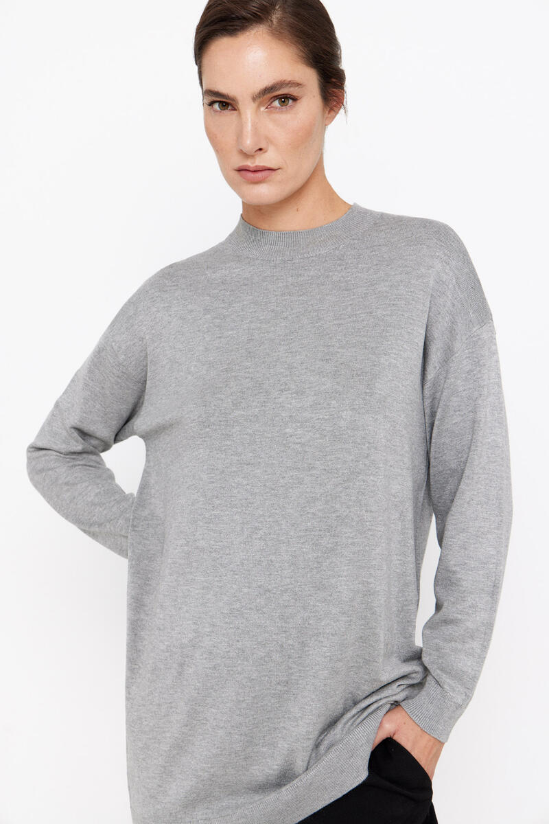 Длинный тонкий свитер Cortefiel, серый