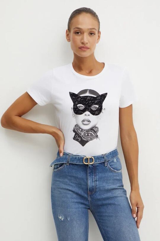 

Хлопковая футболка Guess, белый