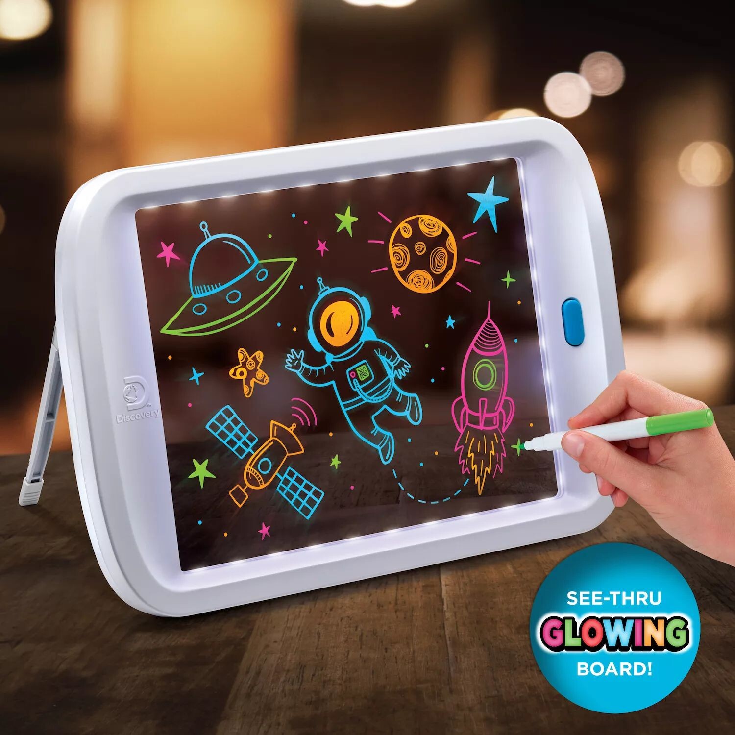 

Детская доска для рисования Discovery Kids с неоновой светодиодной подсветкой и 4 флуоресцентными маркерами Discovery Kids