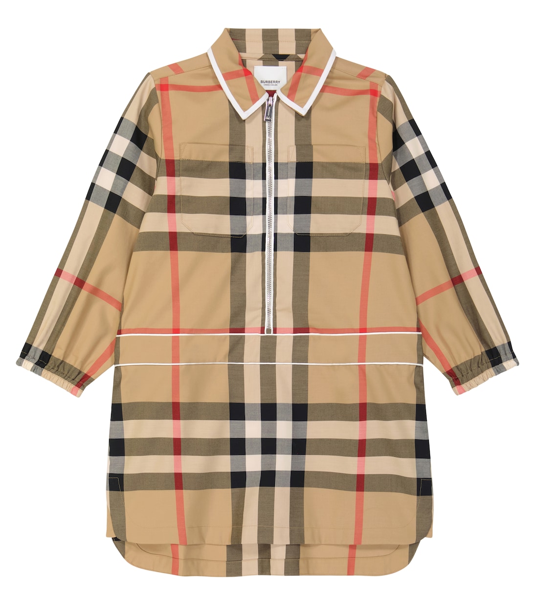 Платье-рубашка в клетку vintage check Burberry Kids, бежевый рубашка burberry check cotton бежевый