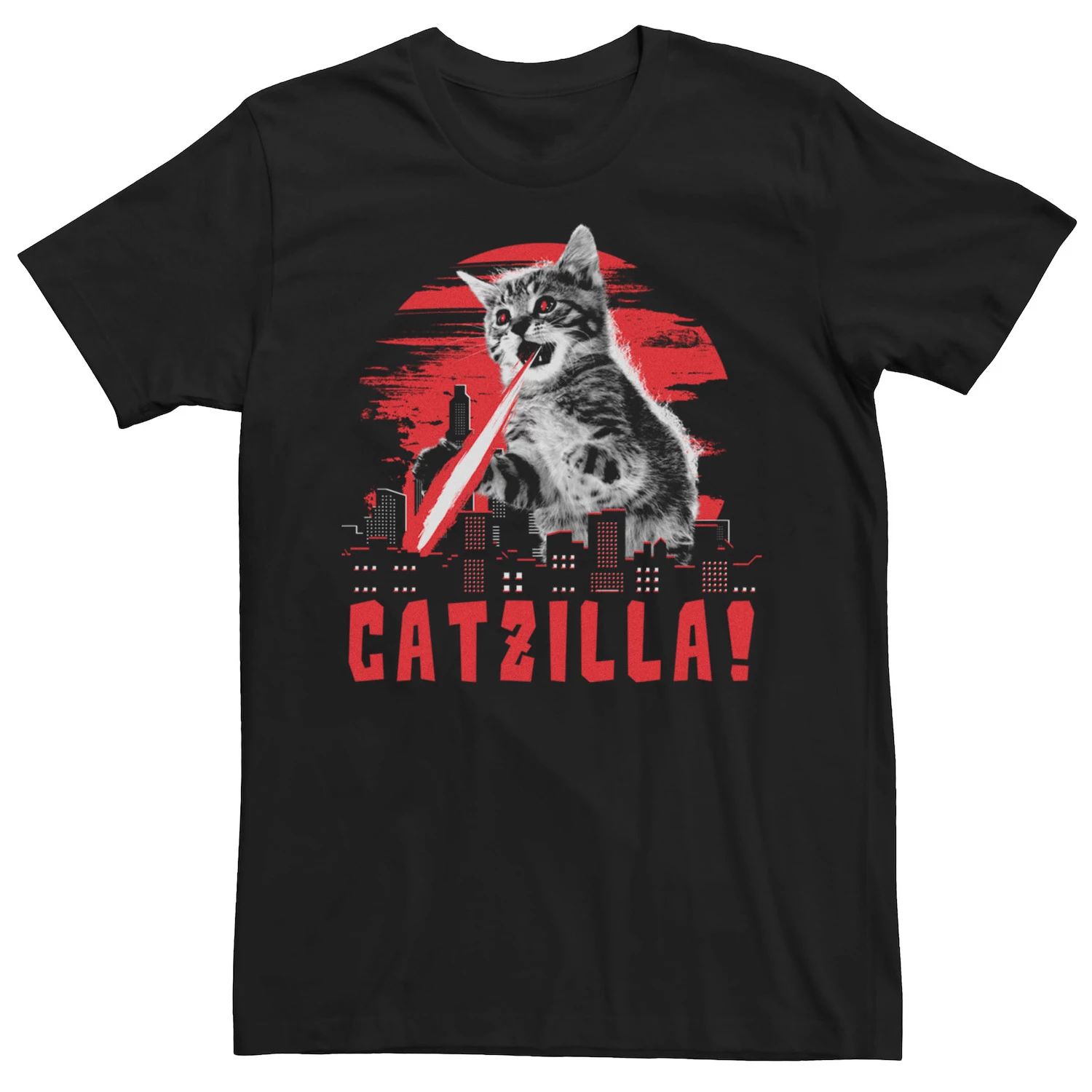 Мужская футболка с рисунком Catzilla Licensed Character, черный