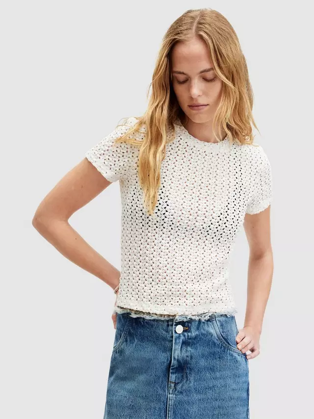 

Футболка AllSaints Karma Stevie Crochet Style, цвет chalk/white