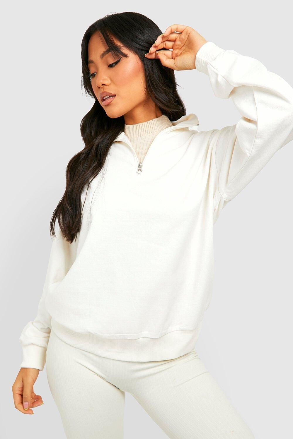 

Базовый свитшот metite mix and match на половине молнии Boohoo, экру