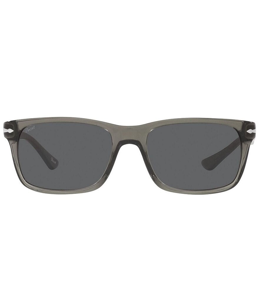 цена Мужские прозрачные прямоугольные солнцезащитные очки Persol PO3048S 55 мм, серый