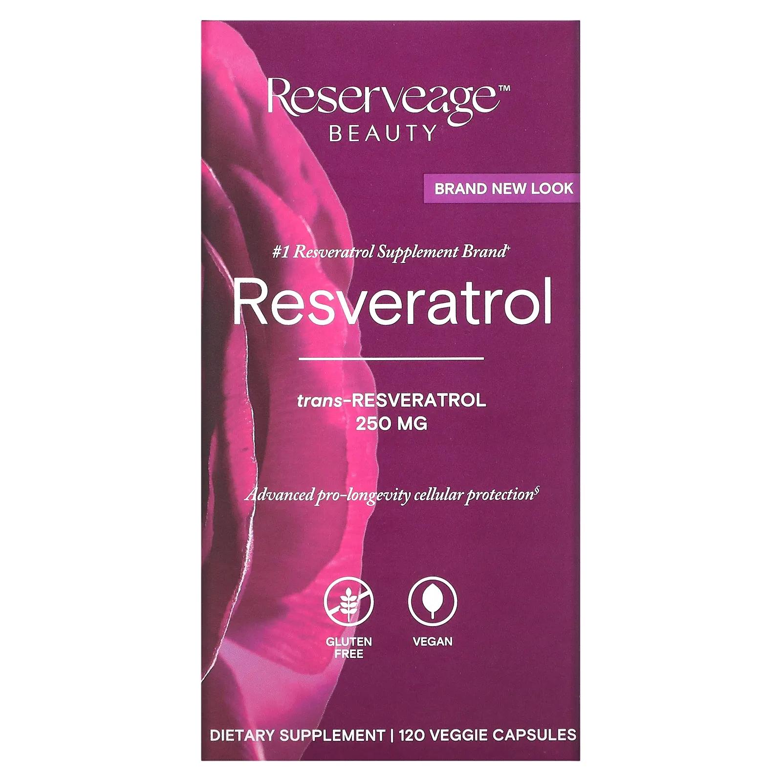 ReserveAge Nutrition Ресвератрол с активным транс-ресвератролом 250 мг 120 вегетарианских капсул reserveage nutrition tres beauty 3 90 капсул