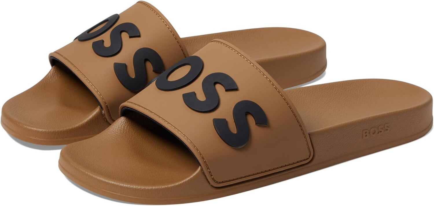 

Сандалии на плоской подошве Kirk Big Logo Slide Sandals BOSS, цвет Sand/Black