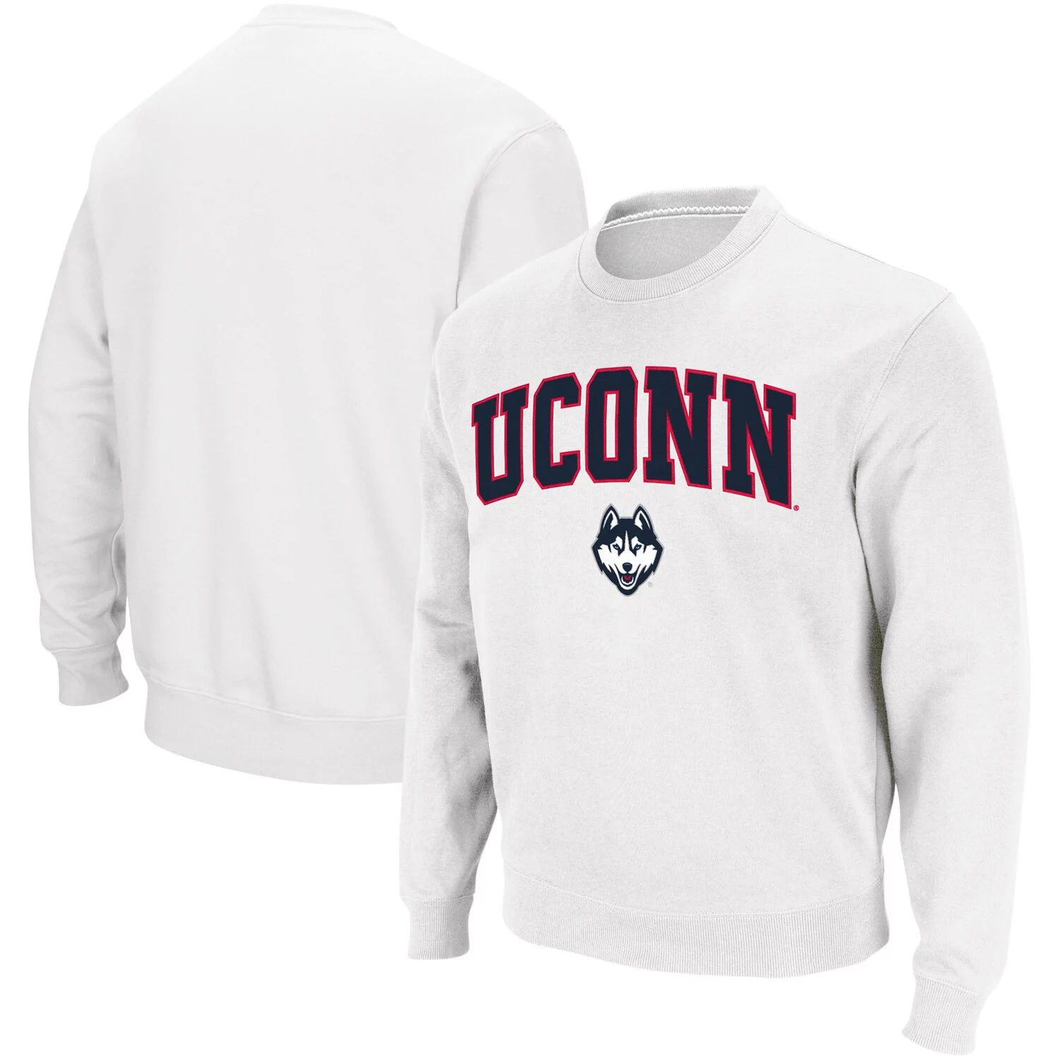 

Мужской белый свитшот с круглым вырезом UConn Huskies Arch & Logo Colosseum