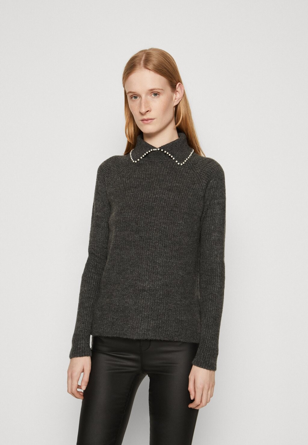 

Свитшот ONLY Tall ONLCUTE COLLAR, цвет dark grey melange/white