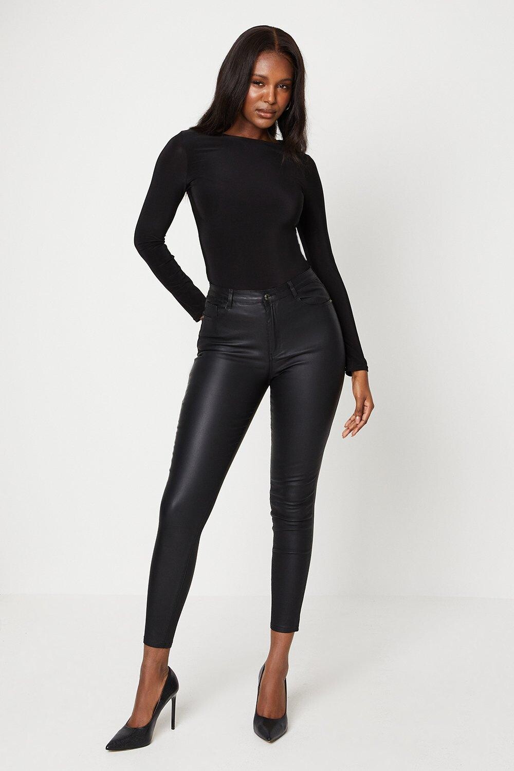 

Джинсы скинни с высокой талией и покрытием Dorothy Perkins, черный