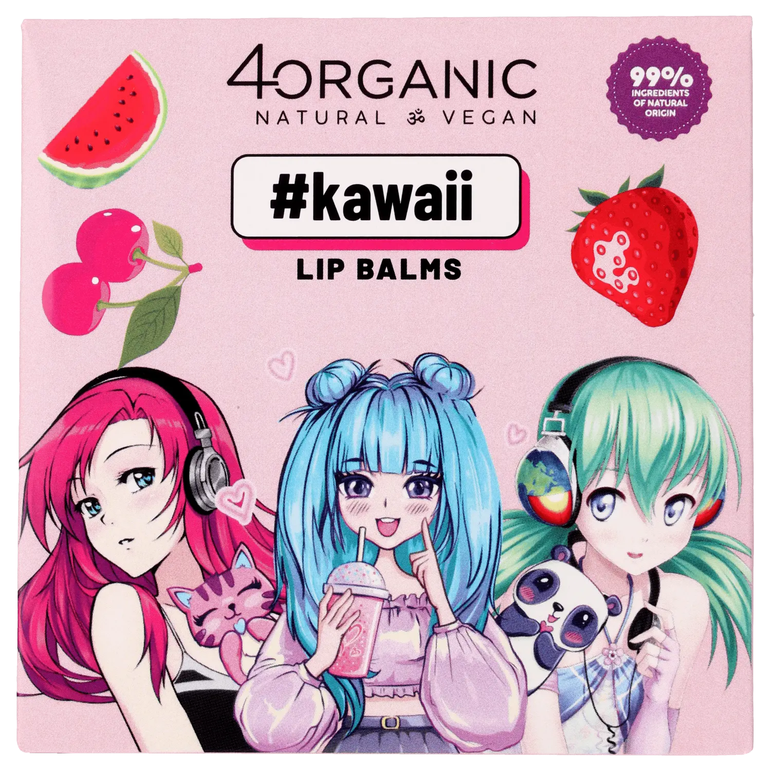 

Набор: бальзам для губ 4Organic Kawaii, 3x5 гр