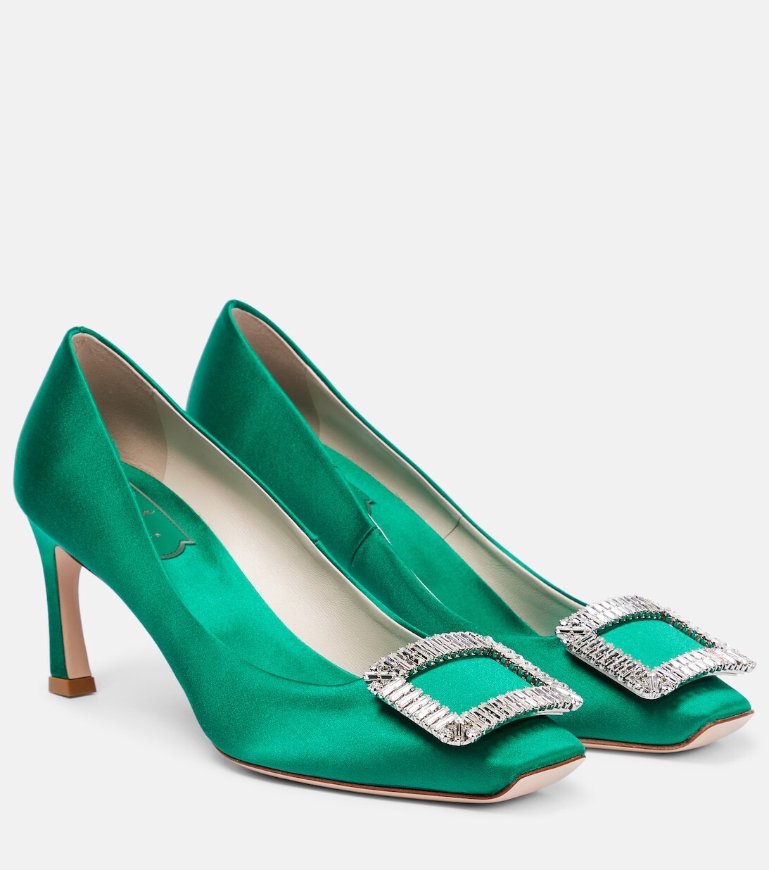 

Атласные туфли-лодочки Trompette 70 Roger Vivier, зеленый