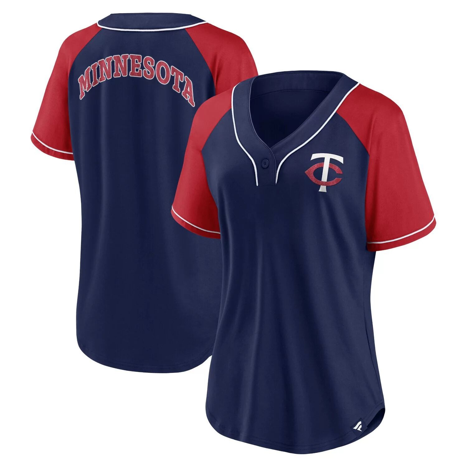 

Женская темно-синяя футболка Fanatics Minnesota Twins Ultimate Style с v-образным вырезом реглан Fanatics, Синий