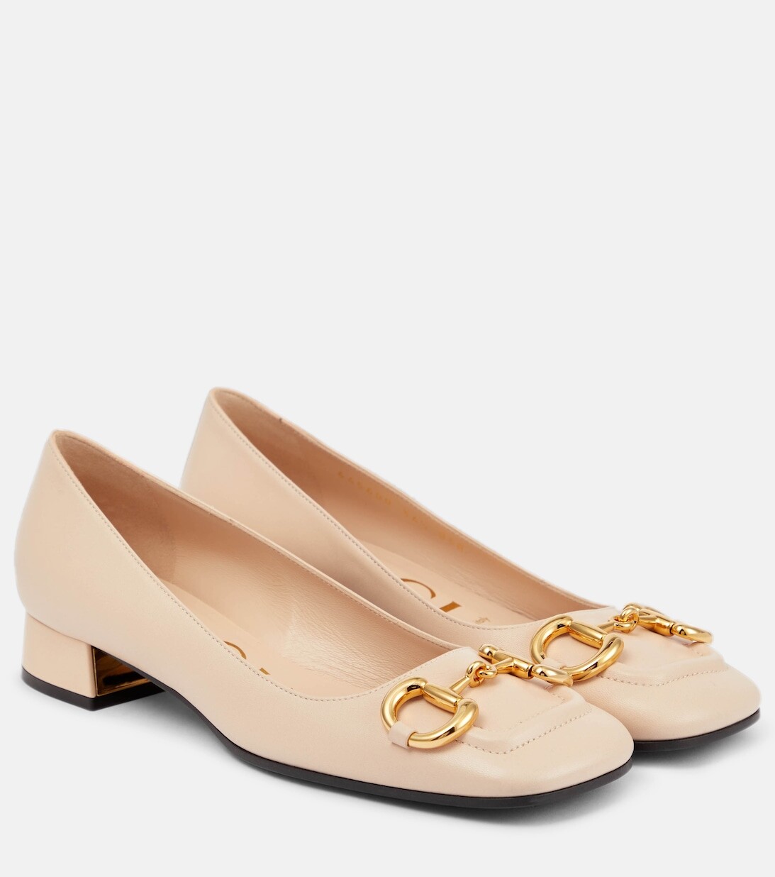 

Кожаные балетки Horsebit Gucci, розовый