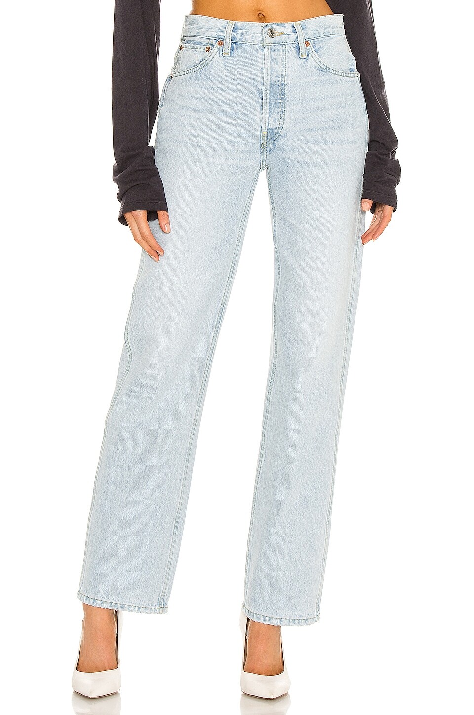 

Брюки RE/DONE Originals 90s High Rise Loose, цвет Perfect Light Indigo