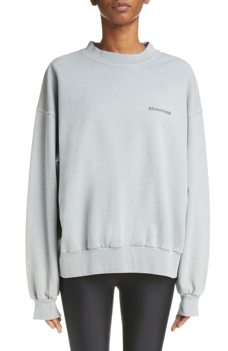 

Толстовка стандартного кроя с вышивкой BALENCIAGA, серый/ темно-серый