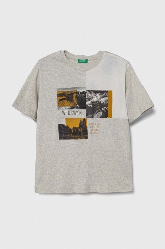 

Хлопковая футболка для детей United Colors of Benetton, серый