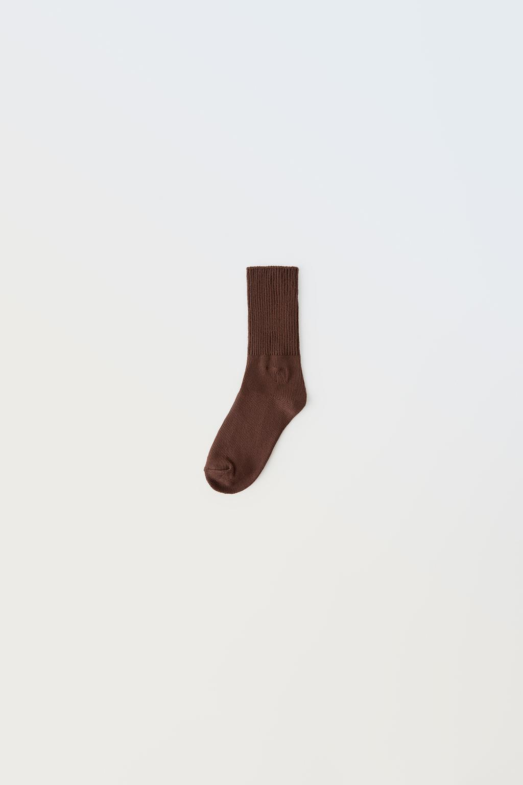 Длинные носки настоящего нейтрала ZARA, коричневый
