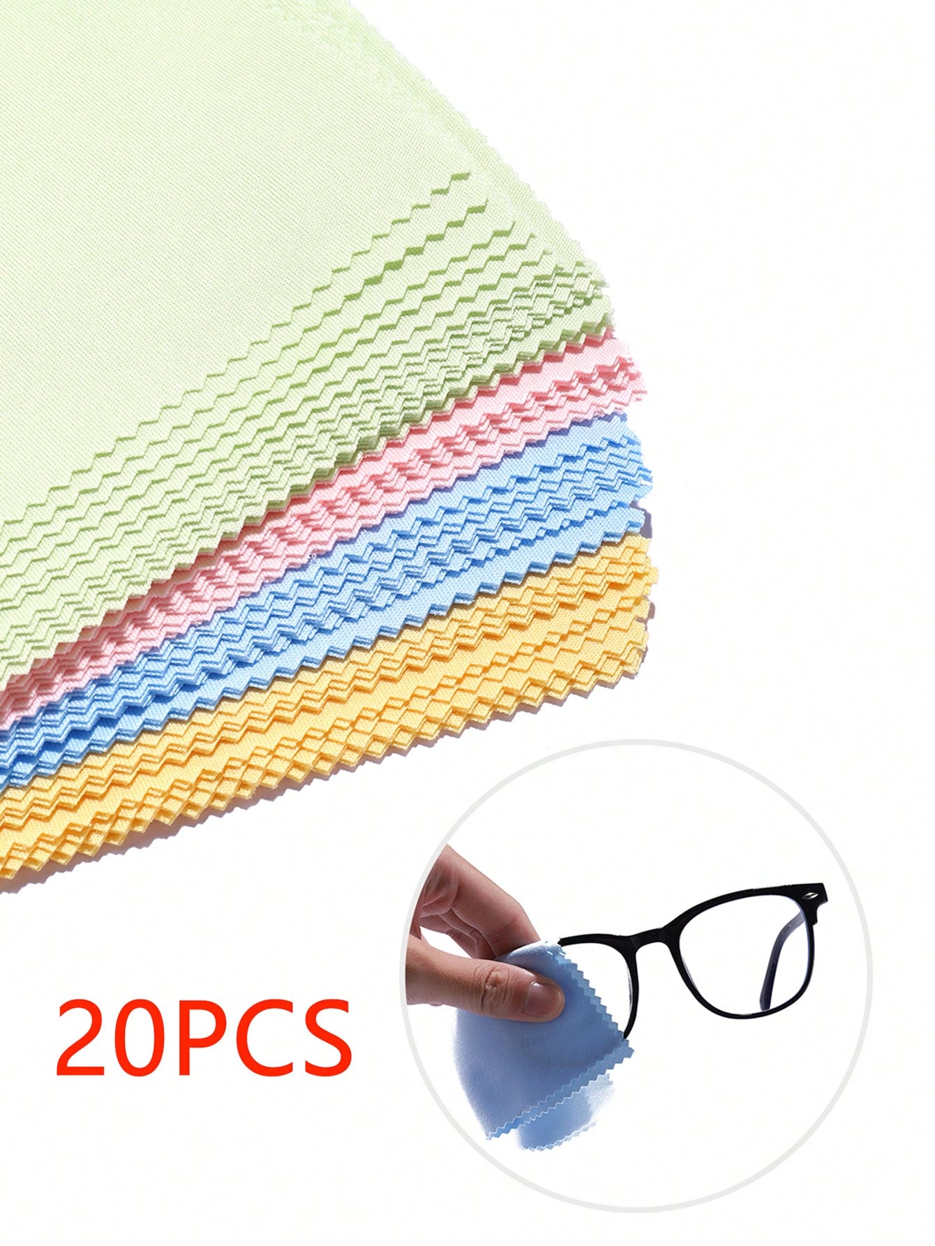 20 шт. красочная салфетка для чистки очков (разные цвета), многоцветный